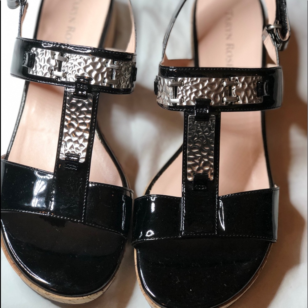 Taryn rose black wedge sandals